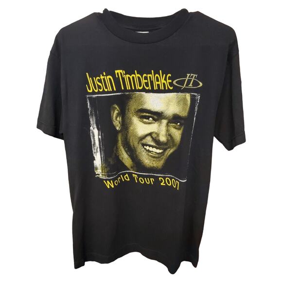 Y2K Vintage VTG Justin Timberlake World Tour 2007 Tee Shirt Size M - Picture 1 of 3